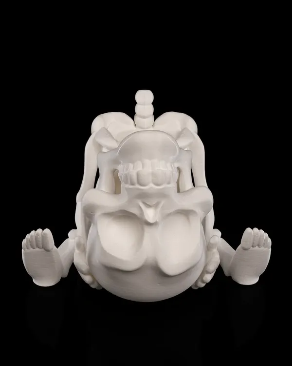 Squelette d'Halloween avec bol de bonbons.webp